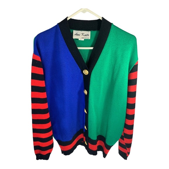 Vintage 80’s Ami Knits Primary Color Cardigan - Picture 6 of 6